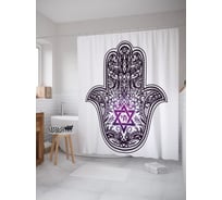 Штора (занавеска) для ванной JoyArty "Иудейская хамса" из сатена, 180х200 см с крючками, sc_64213
