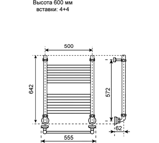 Водняной полотенцесушитель Primoclima Vita Water Inox 60х50 4_4 PCVitaWInox60504.4