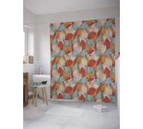 Штора (занавеска) для ванной JoyArty "Осенние листья дудл" из сатена, 180х200 см с крючками, sc_61505