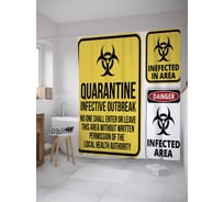 Штора (занавеска) для ванной JoyArty "Зомби карантин" из сатена, 180х200 см с крючками, sc_36396