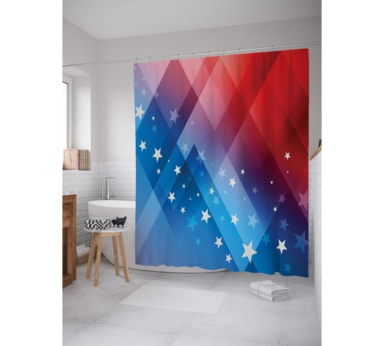 Штора (занавеска) для ванной JoyArty "Абстракция американских гор" из сатена, 180х200 см с крючками, sc_54121 1