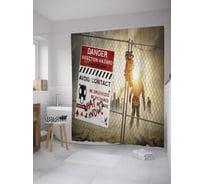 Штора (занавеска) для ванной JoyArty "Территория зомби" из сатена, 180х200 см с крючками, sc_36392