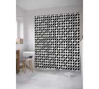 Штора (занавеска) для ванной JoyArty "Разрыв горошков" из сатена, 180х200 см с крючками, sc_60405