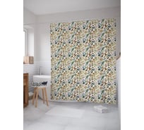 Штора (занавеска) для ванной JoyArty "Орнаментальные птицы" из сатена, 180х200 см с крючками, sc_57492