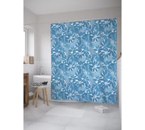 Штора (занавеска) для ванной JoyArty "Тени тропиков" из сатена, 180х200 см с крючками, sc_55751