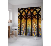 Штора (занавеска) для ванной JoyArty "Витражное величие" из сатена, 180х200 см с крючками, sc_7710