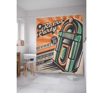 Штора (занавеска) для ванной JoyArty "Ретро вечеринка" из сатена, 180х200 см с крючками, sc_9669