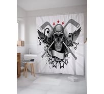 Штора (занавеска) для ванной JoyArty "Хоккейный череп" из сатена, 180х200 см с крючками, sc_54240