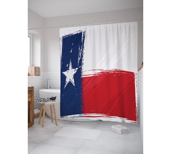 Штора (занавеска) для ванной JoyArty "Флаг Техаса" из сатена, 180х200 см с крючками, sc_63090 1