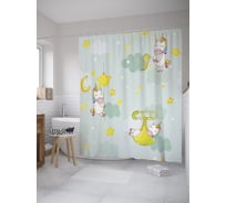 Штора (занавеска) для ванной JoyArty "Единорог на булавке" из сатена, 180х200 см с крючками, sc_60919