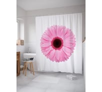 Штора (занавеска) для ванной JoyArty "Цветок герберы" из сатена, 180х200 см с крючками, sc_55138