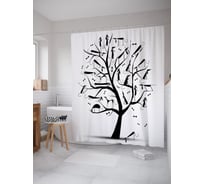 Штора (занавеска) для ванной JoyArty "Таксы на дереве" из сатена, 180х200 см с крючками, sc_58598