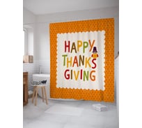 Штора (занавеска) для ванной JoyArty "Счастливый День Благодарения" из сатена, 180х200 см с крючками, sc_53270
