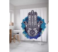 Штора (занавеска) для ванной JoyArty "Ладонь хамсы" из сатена, 180х200 см с крючками, sc_38643