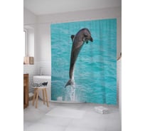 Штора (занавеска) для ванной JoyArty "Прыжок дельфина" из сатена, 180х200 см с крючками, sc_6109