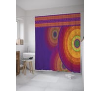 Штора (занавеска) для ванной JoyArty "Диски в завитках" из сатена, 180х200 см с крючками, sc_61354