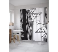 Штора (занавеска) для ванной JoyArty "Геометрия зонтичных растений" из сатена, 180х200 см с крючками, sc_59203