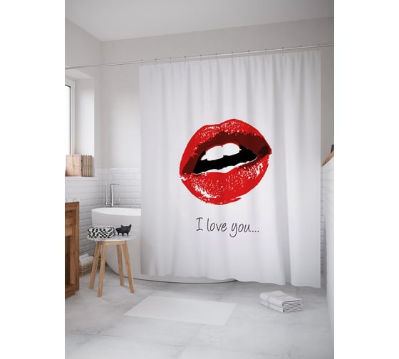 Штора (занавеска) для ванной JoyArty "Страстная любовь" из сатена, 180х200 см с крючками, sc_53760 1