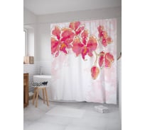 Штора (занавеска) для ванной JoyArty "Акварельные орхидеи" из сатена, 180х200 см с крючками, sc_54958