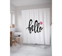 Штора (занавеска) для ванной JoyArty "Приветствие с сердечком" из сатена, 180х200 см с крючками, sc_52967