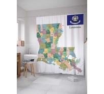 Штора (занавеска) для ванной JoyArty "Карта Штат Луизиана" из сатена, 180х200 см с крючками, sc_7197
