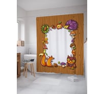 Штора (занавеска) для ванной JoyArty "Рамка на День Благодарения" из сатена, 180х200 см с крючками, sc_53266