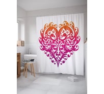 Штора (занавеска) для ванной JoyArty "Ажурное сердце" из сатена, 180х200 см с крючками, sc_54964