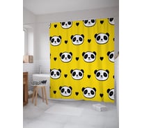 Штора (занавеска) для ванной JoyArty "Мордашки панд" из сатена, 180х200 см с крючками, sc_62485