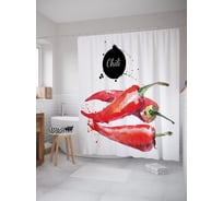 Штора (занавеска) для ванной JoyArty "Стручки перца чили" из сатена, 180х200 см с крючками, sc_58612