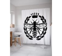 Штора (занавеска) для ванной JoyArty "Пчела-королева" из сатена, 180х200 см с крючками, sc_52846