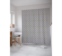 Штора (занавеска) для ванной JoyArty "Цветочная геометрия" из сатена, 180х200 см с крючками, sc_57486