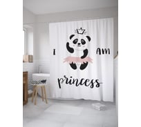 Штора (занавеска) для ванной JoyArty "Панда принцесса" из сатена, 180х200 см с крючками, sc_62221