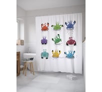 Штора (занавеска) для ванной JoyArty "Крабовые танцы" из сатена, 180х200 см с крючками, sc_55222