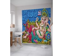 Штора (занавеска) для ванной JoyArty "Тайны ганешы" из сатена, 180х200 см с крючками, sc_9945