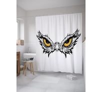 Штора (занавеска) для ванной JoyArty "Взгляд орла с большими глазами" из сатена, 180х200 см с крючками, sc_55018