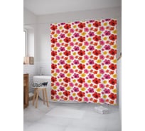 Штора (занавеска) для ванной JoyArty "Акварельный гибискус" из сатена, 180х200 см с крючками, sc_62392