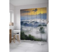 Штора (занавеска) для ванной JoyArty "Туманная песня" из сатена, 180х200 см с крючками, sc_8689