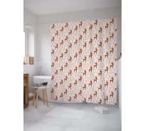 Штора (занавеска) для ванной JoyArty "Олененок с венком" из сатена, 180х200 см с крючками, sc_54607