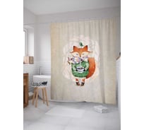 Штора (занавеска) для ванной JoyArty "Уютный лисенок" из сатена, 180х200 см sc_378515