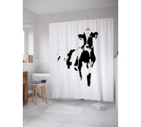 Штора (занавеска) для ванной JoyArty "Коровий облик" из сатена, 180х200 см с крючками, sc_9970