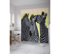 Штора (занавеска) для ванной JoyArty "Зебровая нежность" из сатена, 180х200 см с крючками, sc_8749