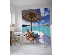 Штора (занавеска) для ванной JoyArty "Морской островок" из сатена, 180х200 см с крючками, sc_8932