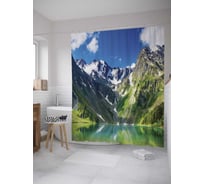 Штора (занавеска) для ванной JoyArty "Счастье в горах" из сатена, 180х200 см с крючками, sc_9298