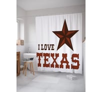 Штора (занавеска) для ванной JoyArty "Я любля Техас" из сатена, 180х200 см с крючками, sc_63085