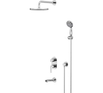 Встраиваемый смеситель LEMARK с верхним душем Ø25 см, лейка для душа Ø100 мм, излив 19 см, латунь, хром LM0422C