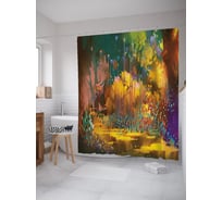 Штора (занавеска) для ванной JoyArty "Цветы на болоте" из сатена, 180х200 см с крючками, sc_62721