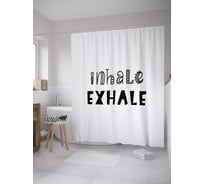 Штора (занавеска) для ванной JoyArty "Вдох-выдох" из сатена, 180х200 см с крючками, sc_62213