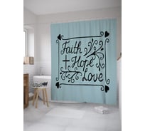 Штора (занавеска) для ванной JoyArty "Расписные вера, надежда, любовь" из сатена, 180х200 см с крючками, sc_61715