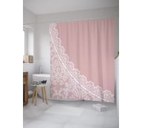 Штора (занавеска) для ванной JoyArty "Край кружева" из сатена, 180х200 см с крючками, sc_55126