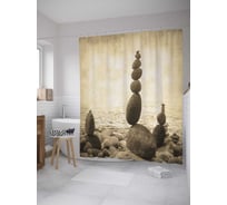 Штора (занавеска) для ванной JoyArty "Каменный баланс" из сатена, 180х200 см с крючками, sc_8110
